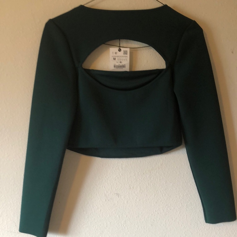 Zara Women's Green Crop Top size Medium New! - Picture 2 of 6